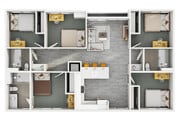 Explore este espacioso plano de planta diseñado para la vida familiar moderna, con amplios dormitorios y una cocina elegante.