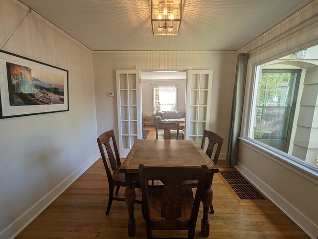 Dining room with French doors to living room