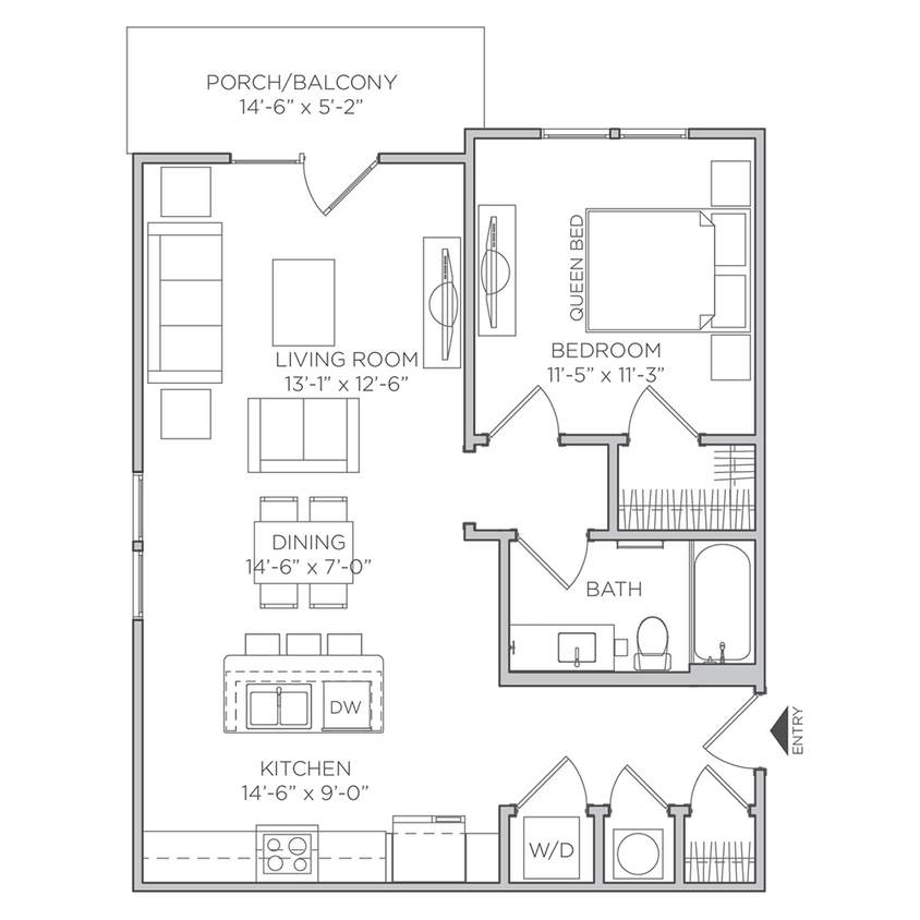 Explore this cozy retreat with thoughtful design and modern amenities. - 1 Bed 1 Bath - 737 Sq. Ft.