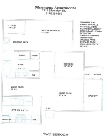 2 Bedroom Floorplan - Silverway Apartments