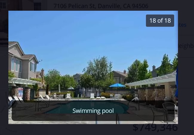 View of swimming pool from entrance