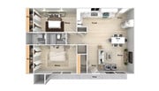 2 Bed 2 Bath Floorplan