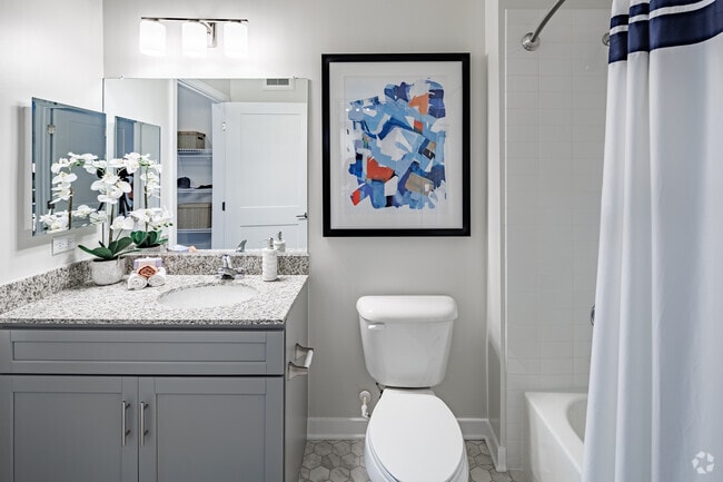 1BR, 1BA Model Unit - 652SF - Primary Bathroom - Legacy at Twin Rivers