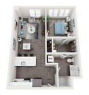 1x1 B floor plan Mercato Grove