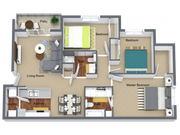 3 Bed - 3 Bath - 1100 sq. ft.