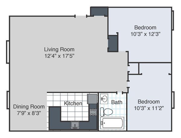 2 Bedroom - Happy Hollow Apartments