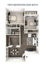 2 Bedroom 1 Bathroom Floorplan at Avalon Villa