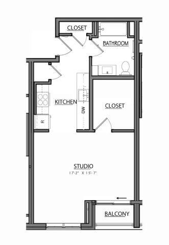 Floor Plan - Block S1D | Studio | 1 Bath