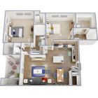 Two bedroom, two bath, 1,104 square foot apartment home