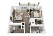 1 Bed + Den / 1 Bath - 896 SF