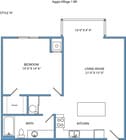 Estilo A: 1 cama, 1 baño con lavadora/secadora