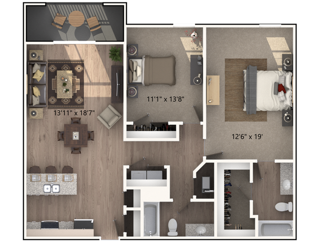 2 bedrooms, 2 baths
