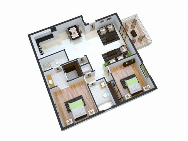 Floor Plan - 2 Bed/ 2 Bath