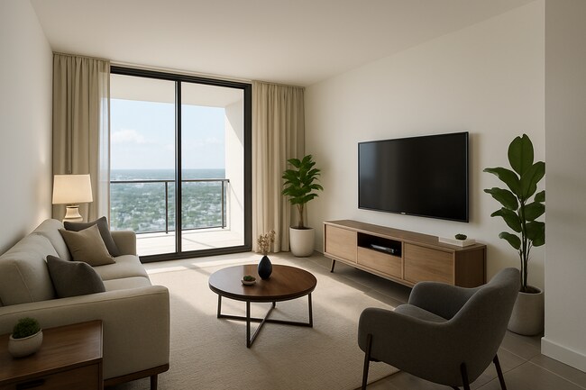 Puesta en escena virtual Sala de estar - 1600 NE 1st Ave Unidad 1611