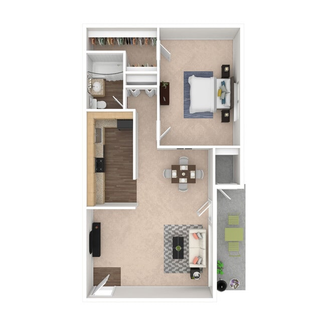 The Pine: Beds - 1: Baths - 1: SqFt Range - 768 to 768 - North Shore Gardens