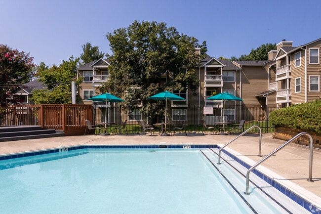 Sparkling Resort-Style Swimming Pool with lounge chairs and sun-deck