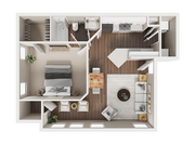 1 BR x 1 BA with Washer/Dryer A