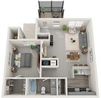 One Bedroom, 760 sqft, Screened-in Porch, Fireplace in Selected Units, Vaulted Ceiling in Selected Units