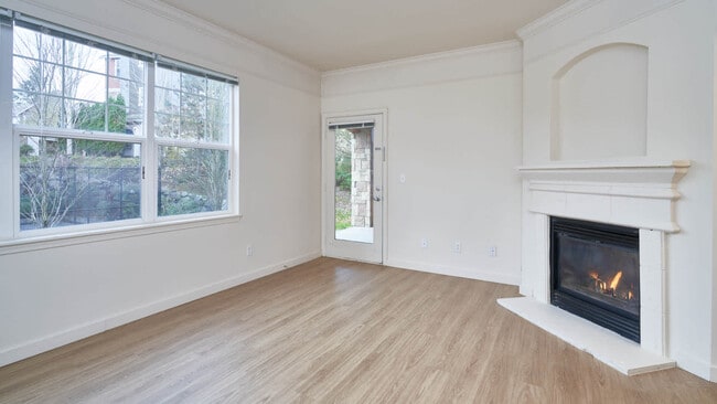 Living Room with Patio and Fireplace