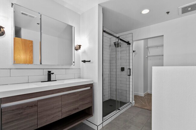 Updated Walk-In Shower - Opera House - Unity Lofts Unit TheDelaware
