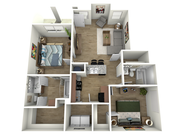 BB1 Floorplan - 2 Bed, 2 Bath (80% Income Restricted)