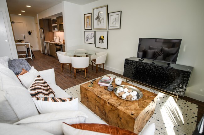 The George Besaw Apartments Model Living Room and TV - The George Besaw