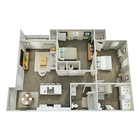 Explore the elegance of this chic open-concept apartment floor plan.