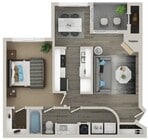 One Bedroom One Bath Floor Plan