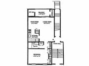 1 BD, 1BA (700sqft) - Floorplan