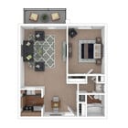 1 Bedroom, 1 Bath, 700 sq. ft.
