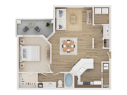 Experience urban elegance with this thoughtfully designed apartment layout.