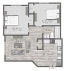 2 Bedroom, 1 Bathroom - 761 Sq. Ft.