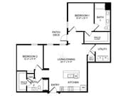 B3 ANSI 2 bed 2 bath 1256 square feet