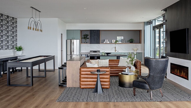 Apartment community Entertainment Lounge at Griffis Seattle Waterfront in Seattle, Washington.