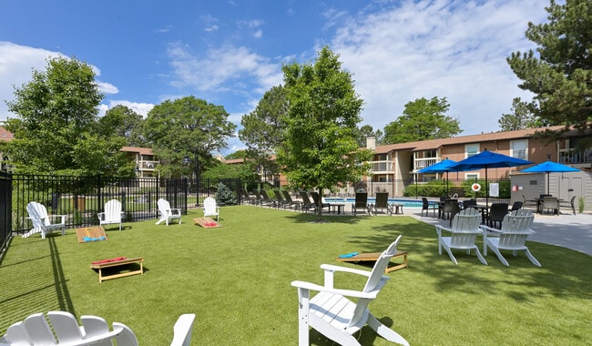 Take a break from swimming to play yard games with your friends!