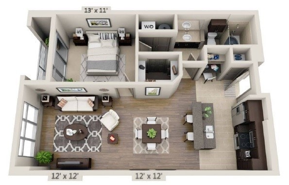 Ashton South End - A1D - 1 Beds - 1 Baths - 862 Sq. ft. - A1D