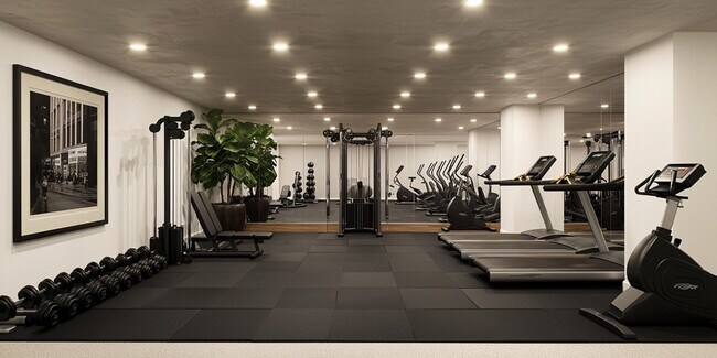 Lower Level Gym Rendering - The Harrison Building