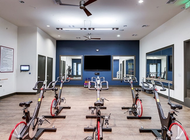 Yoga room & spin studio with fitness classes on demand