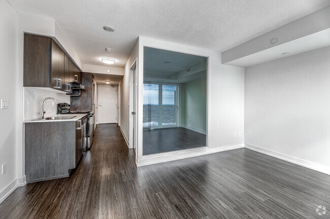 1BR, 1BA - 477SF - Living Room/Kitchen