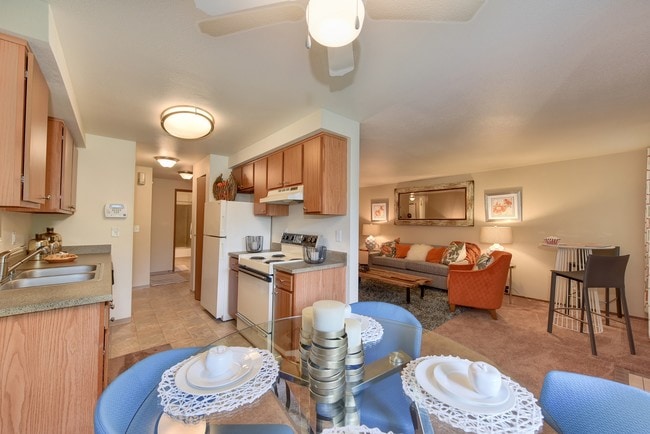 Kitchen with View of Living Room