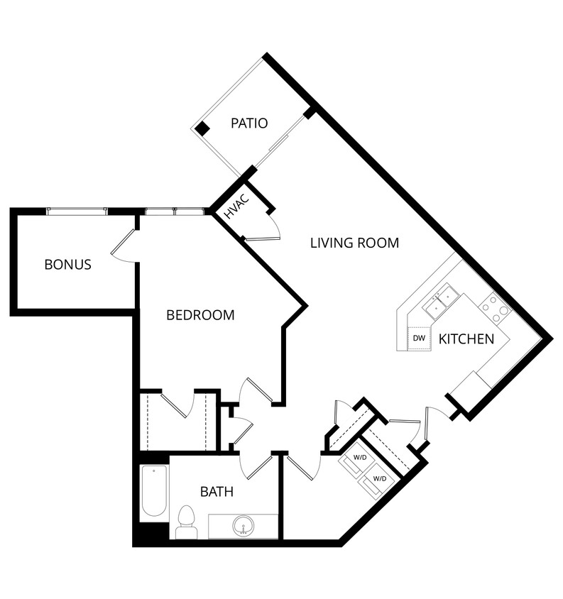 Floor Plan - 1x1 D with Den