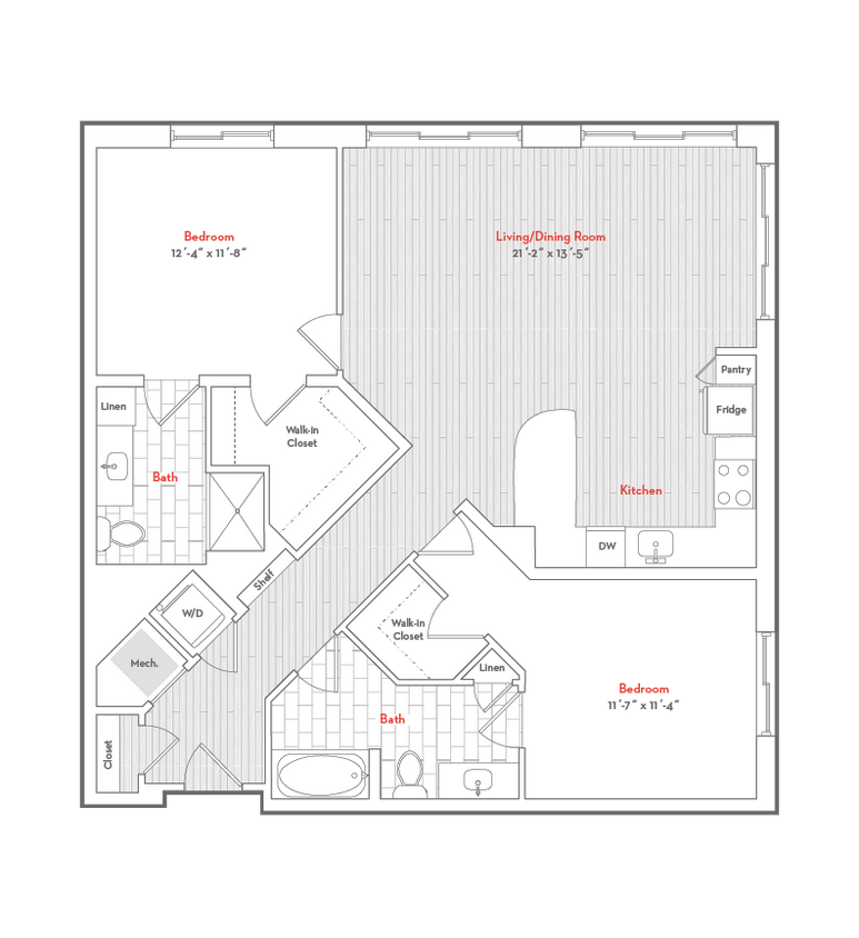 Floor Plan - 2 Bed  2 Bath-2-B6