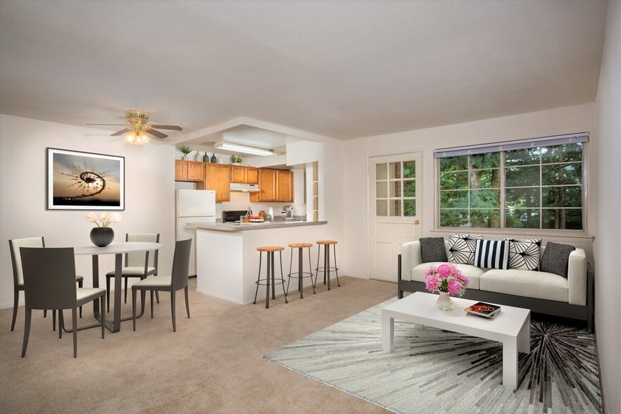 Spacious living and dining area at Gateway Square Apartments in Temple Hills, MD