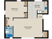 1 Bedroom, 1 Bath 700 sq.ft.
