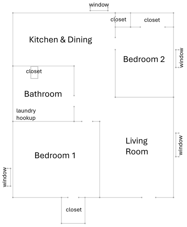 Apartment layout - 878 N Base Rd Apartments Unit 882