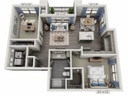 Los planos son representaciones artísticas. Todas las dimensiones son aproximadas. El producto y las especificaciones reales pueden variar en dimensiones o detalles. No todas las características están disponibles en todos los apartamentos. Los precios y la disponibilidad están sujetos a cambios.