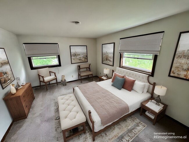 Bedroom staged by AI - 3176 Ridgeway Ave Apartments Unit #5