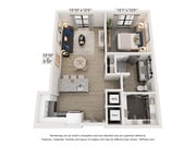 Explore this thoughtfully designed one-bedroom apartment combining style and comfort.