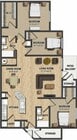 Zenas is a three-bedroom, two-bathroom home featuring an open-concept layout, in-unit laundry, walk-in closets, and a private patio or balcony.