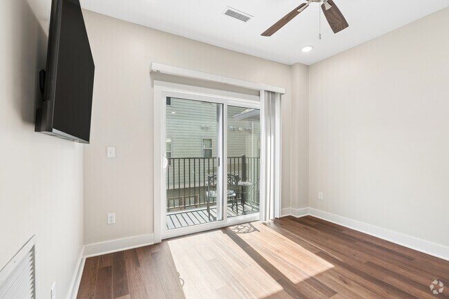 2BR, 1BA - 745SF - Living Room - Lofts at Cherry Hill - East Village